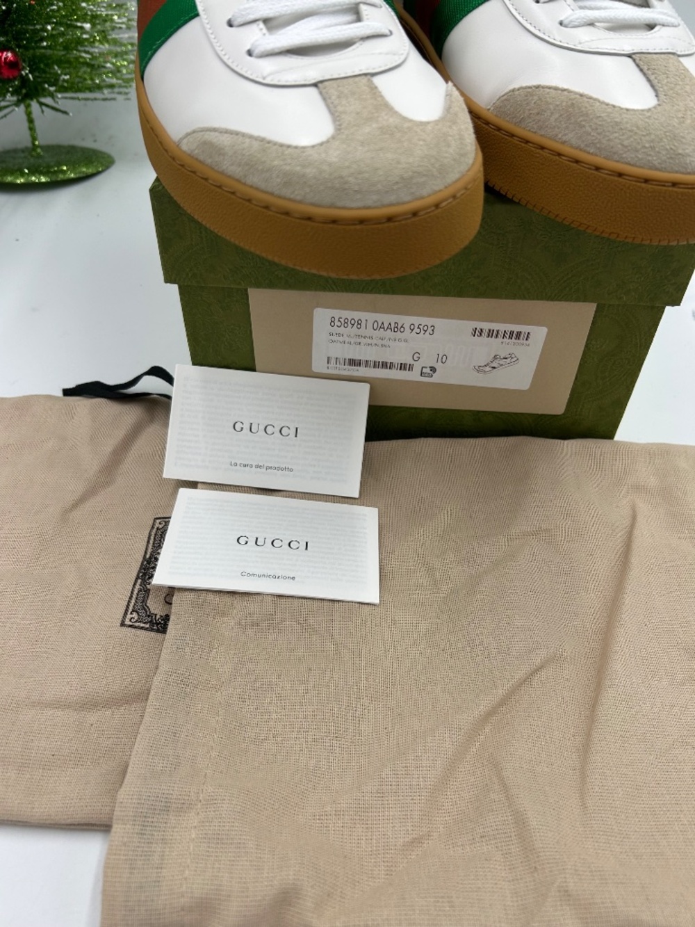 Men’s Gucci G 74 Leather/Suede Web Stripe Sneakers. Size 10. Made in Italy. - Picture 3 of 11
